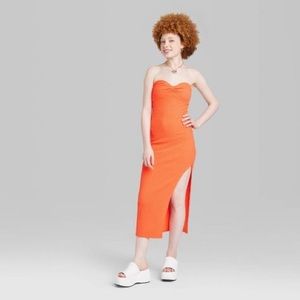 Women's Wild Fable Strapless Twist Detail Knit Tube Midi Bodycon Dress